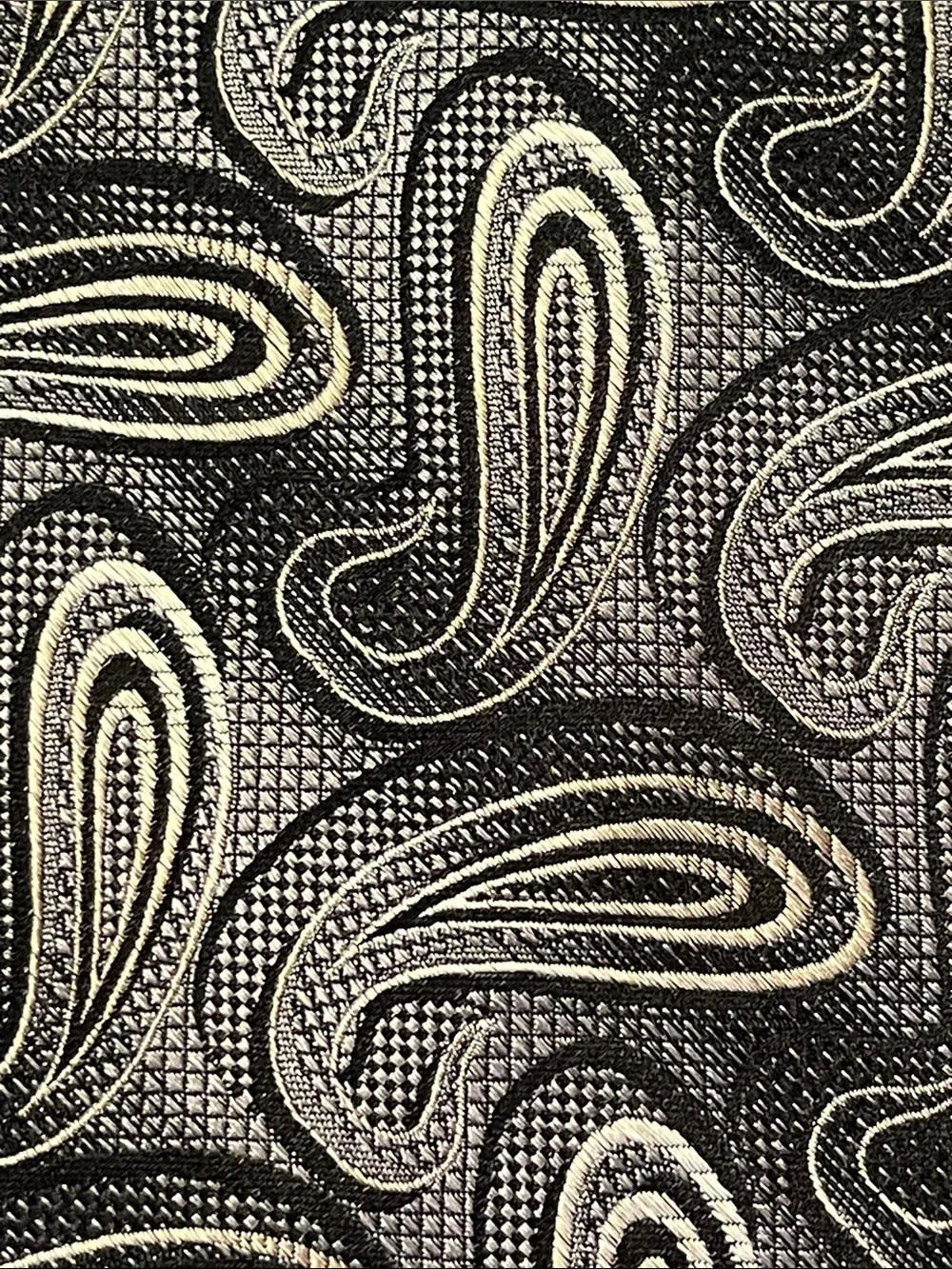 Haggar Black and Silver Paisley Silk Tie